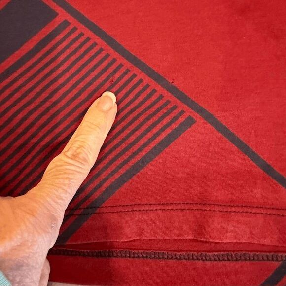 Tory Burch Pima Cotton Long Sleeve Top Burgundy Red and Navy Blue Size Small - Picture 3 of 7